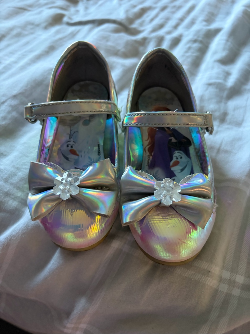 Disney Iridescent Holographic Girls Mary Jane Shoes with Bow